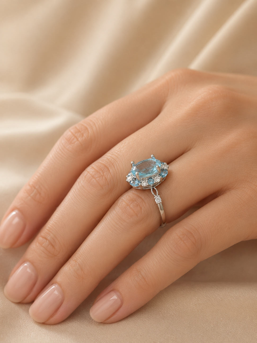 Aqua Topaz-Tone Copper Ring