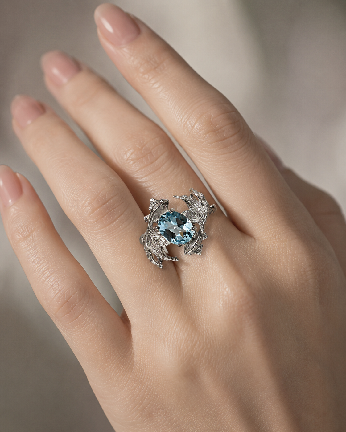 Ocean Whisper Aquamarine Ring