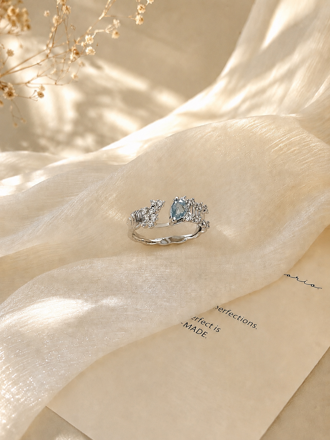 Blue Crystal Open Ring