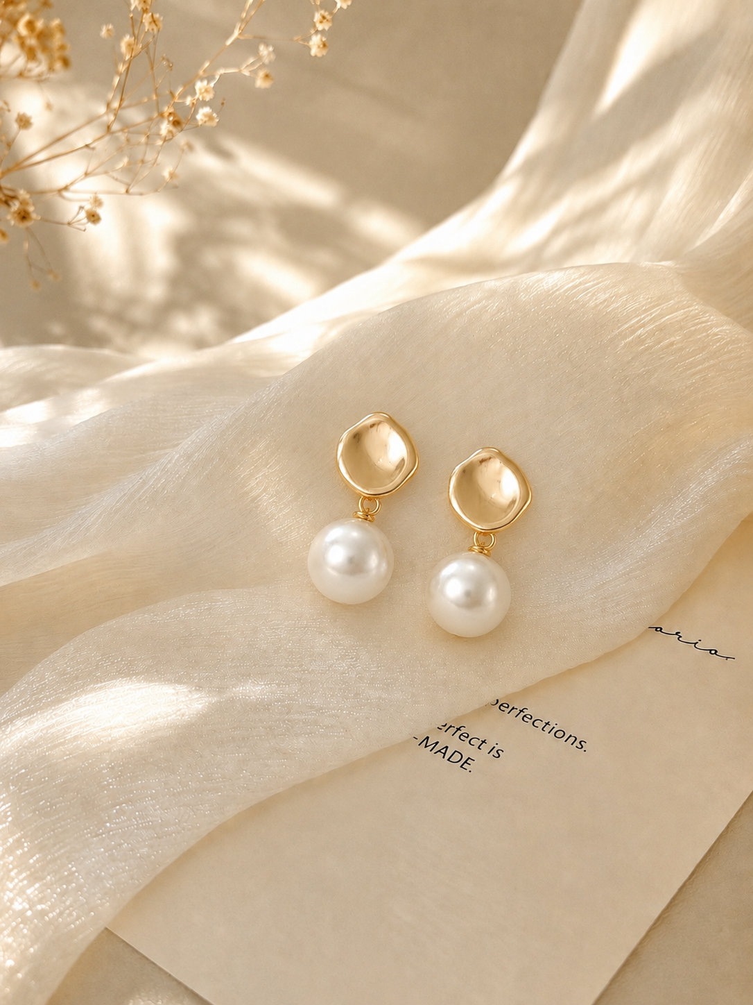Gold Pearl Drop Earrings