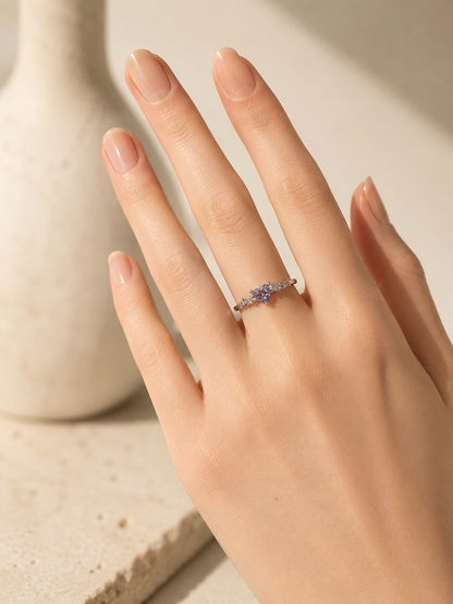 Planet Inspired Purple Crystal Ring