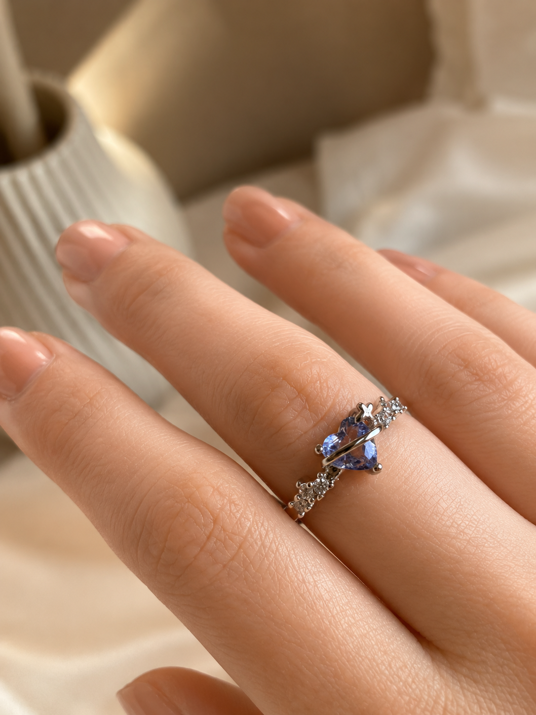 Planet Inspired Purple Crystal Ring