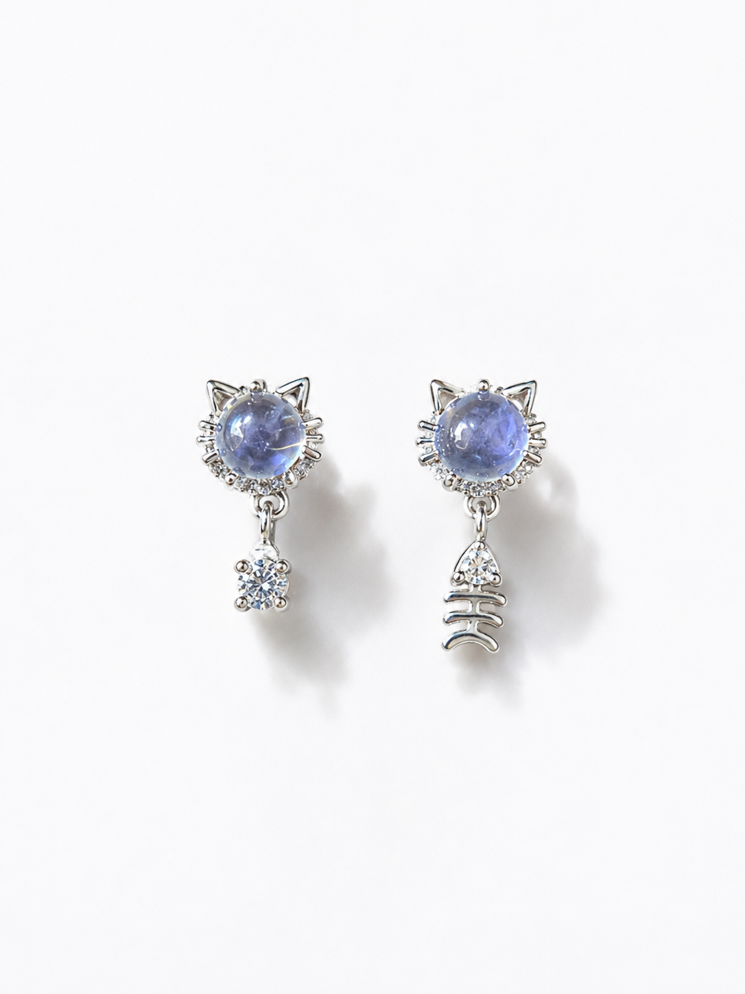 Aquamarine Cat Stud Earrings
