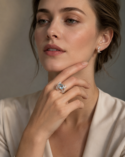 Ocean Whisper Aquamarine Ring