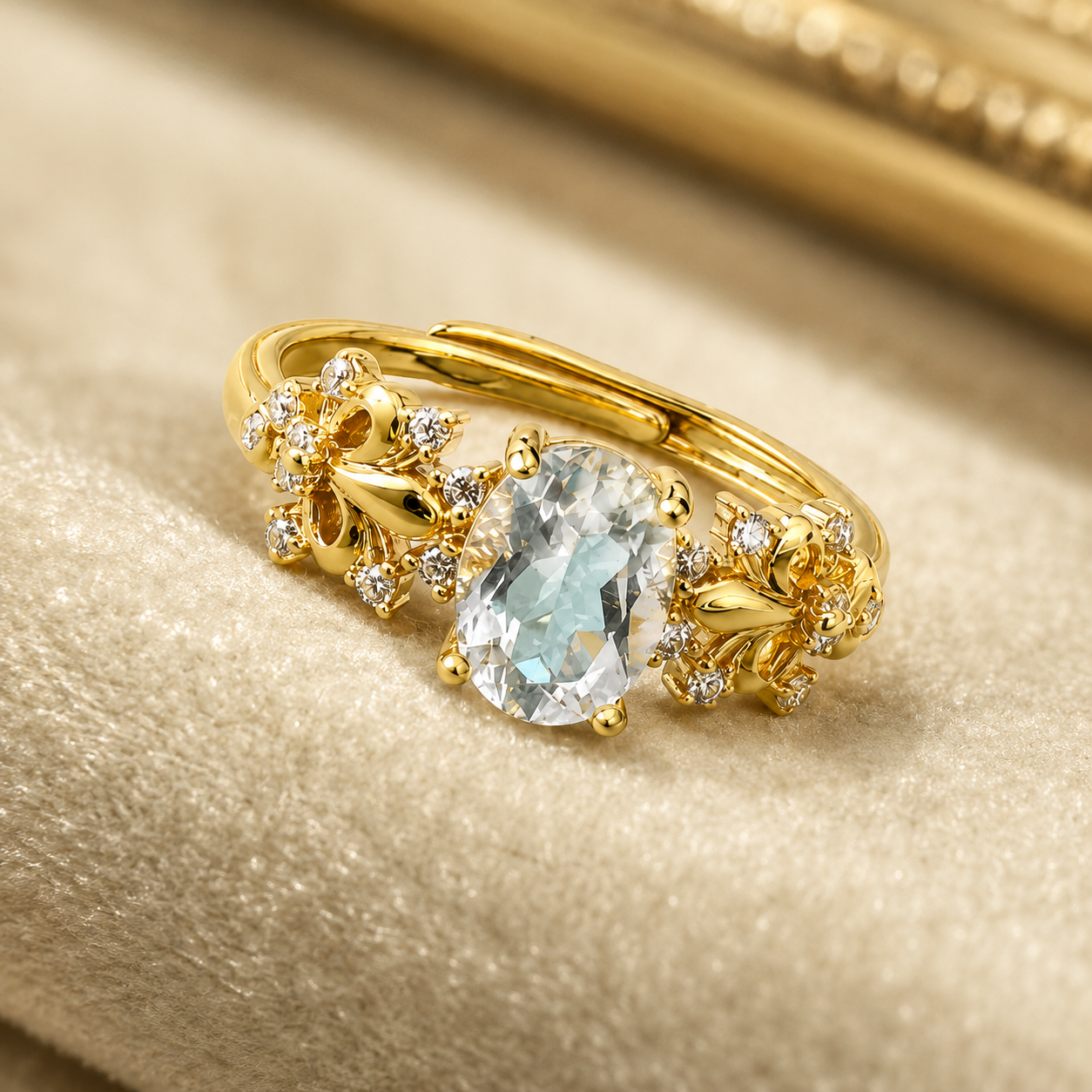 Fleur de Lis Crystal Ring