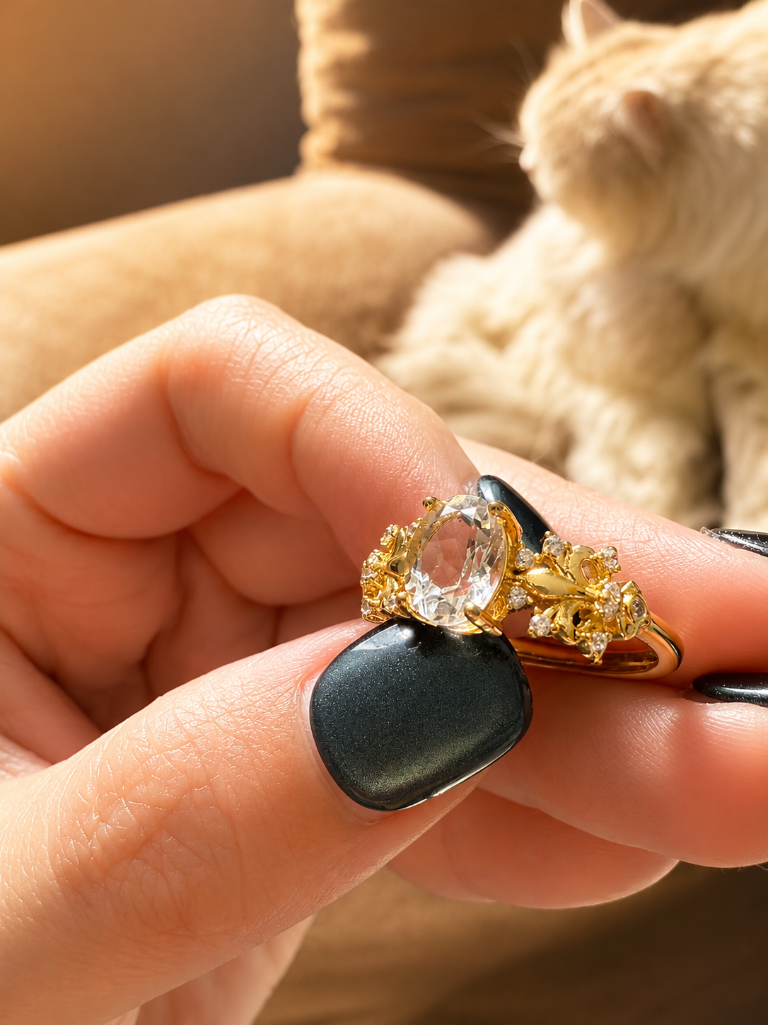 Fleur de Lis Crystal Ring