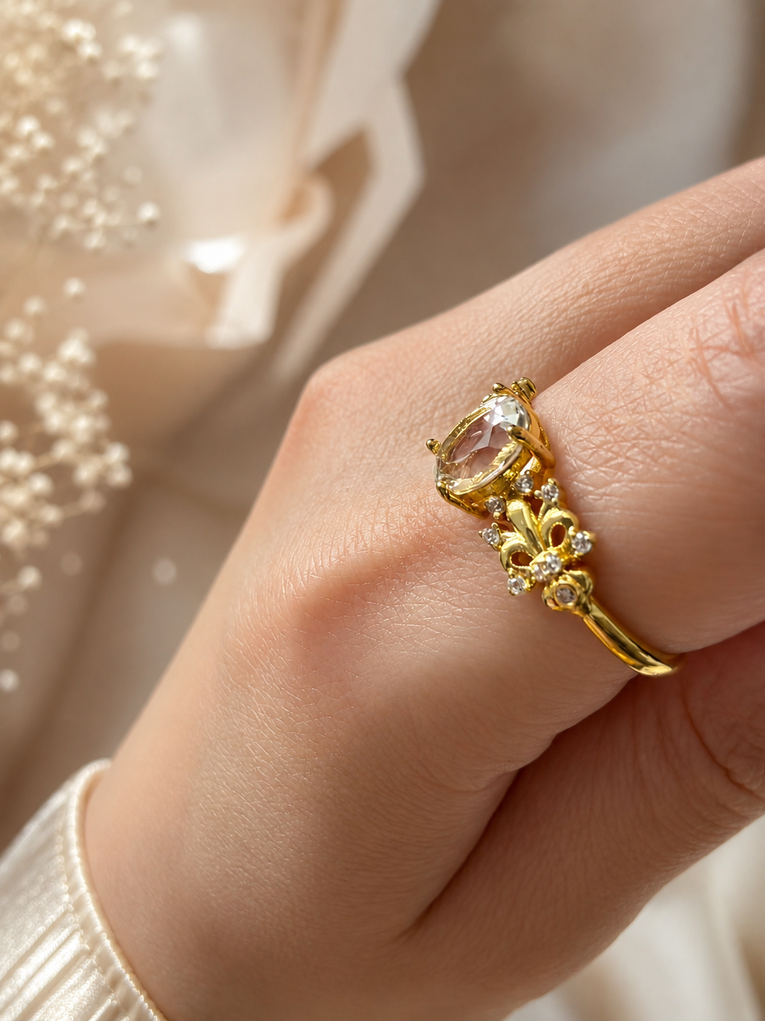 Fleur de Lis Crystal Ring