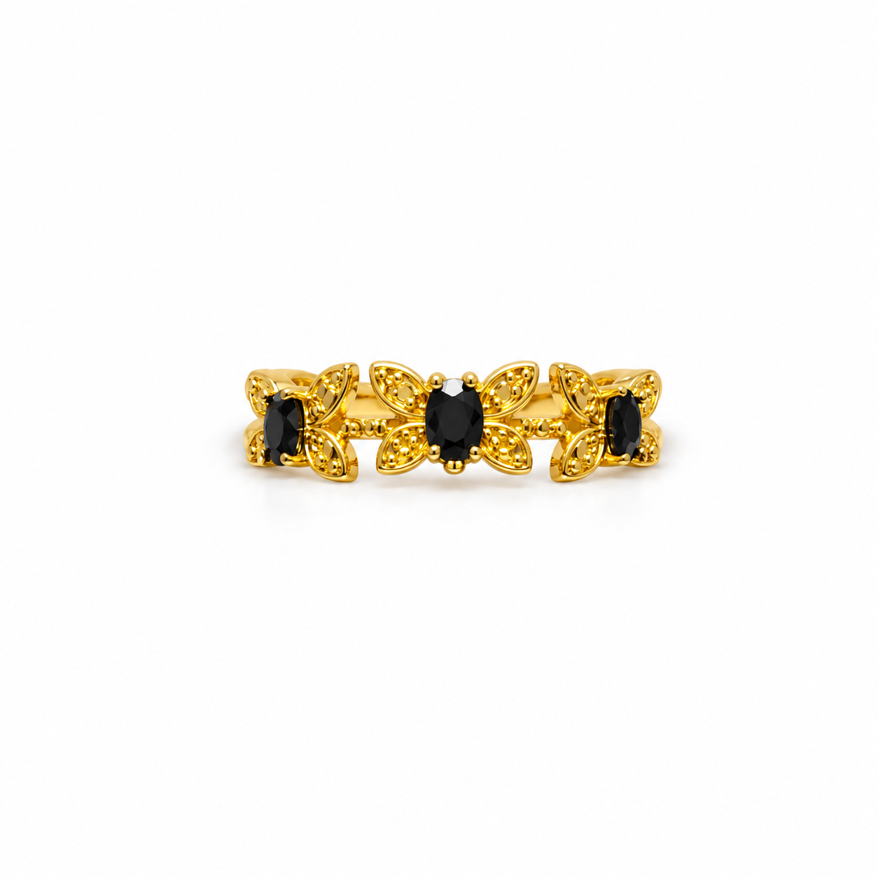 Black Spinel Butterfly Copper Ring