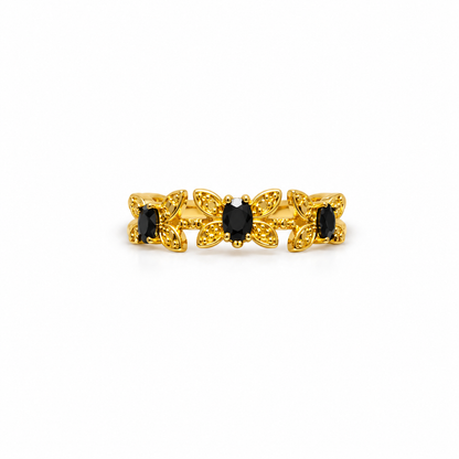 Black Spinel Butterfly Copper Ring