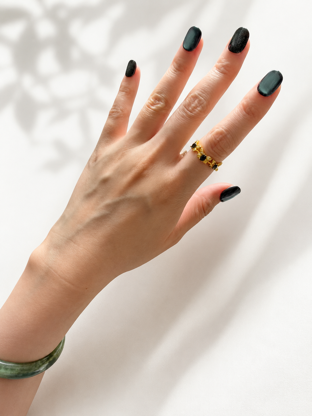 Black Spinel Butterfly Copper Ring
