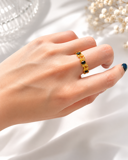 Black Spinel Butterfly Copper Ring