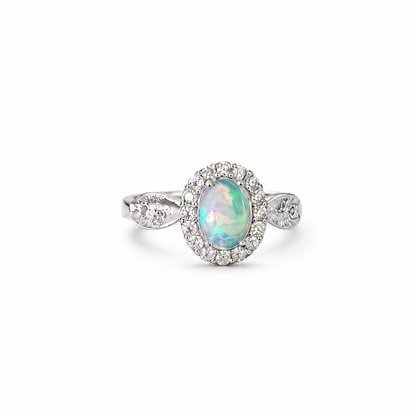 Opal Leaf Titanium Steel Ring
