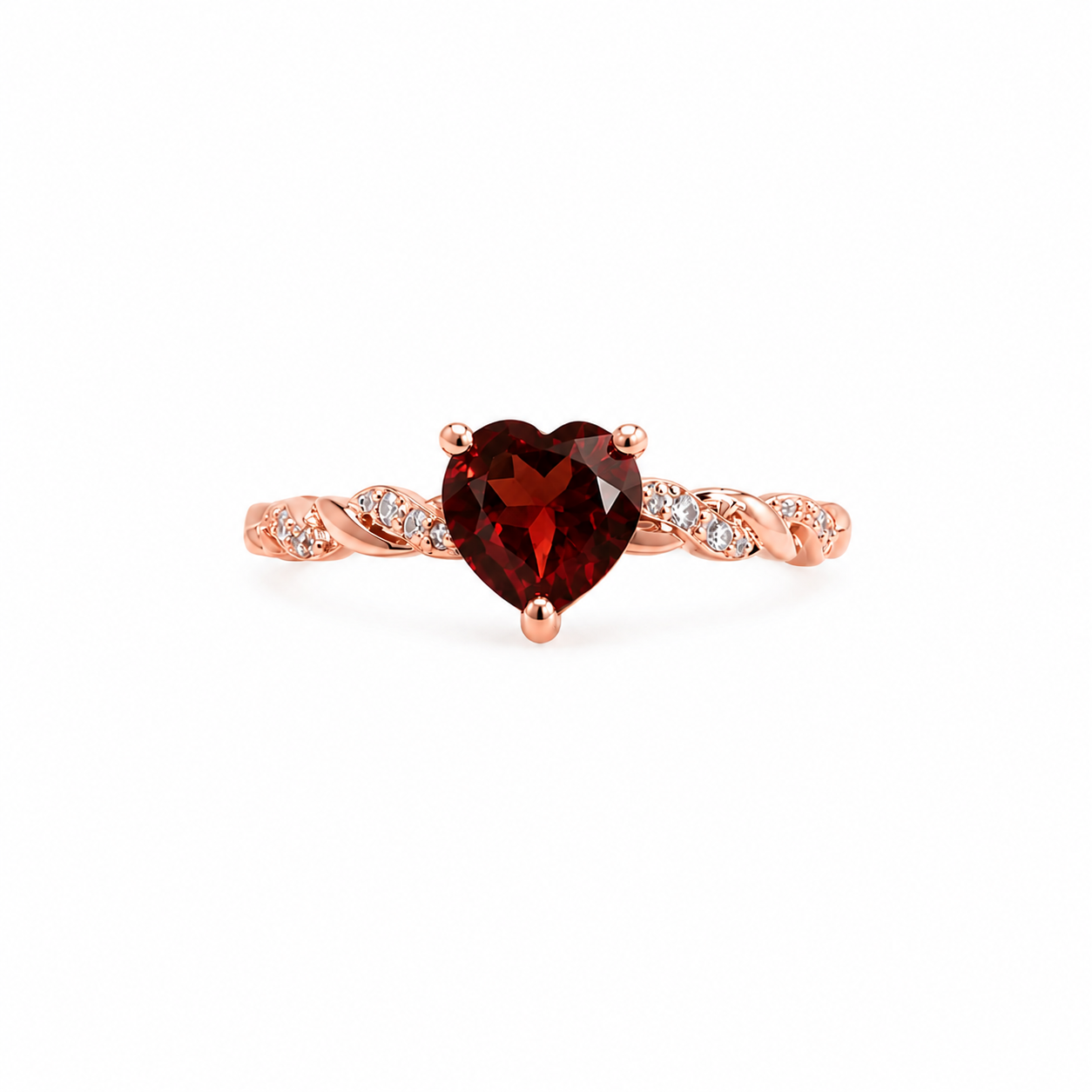 Red Garnet Heart Ring in 925 Silver