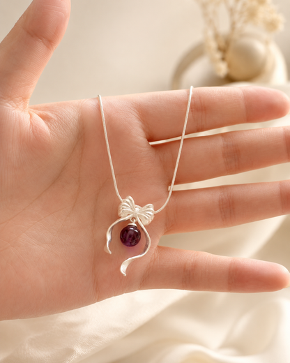 Amethyst Bow Pendant Necklace