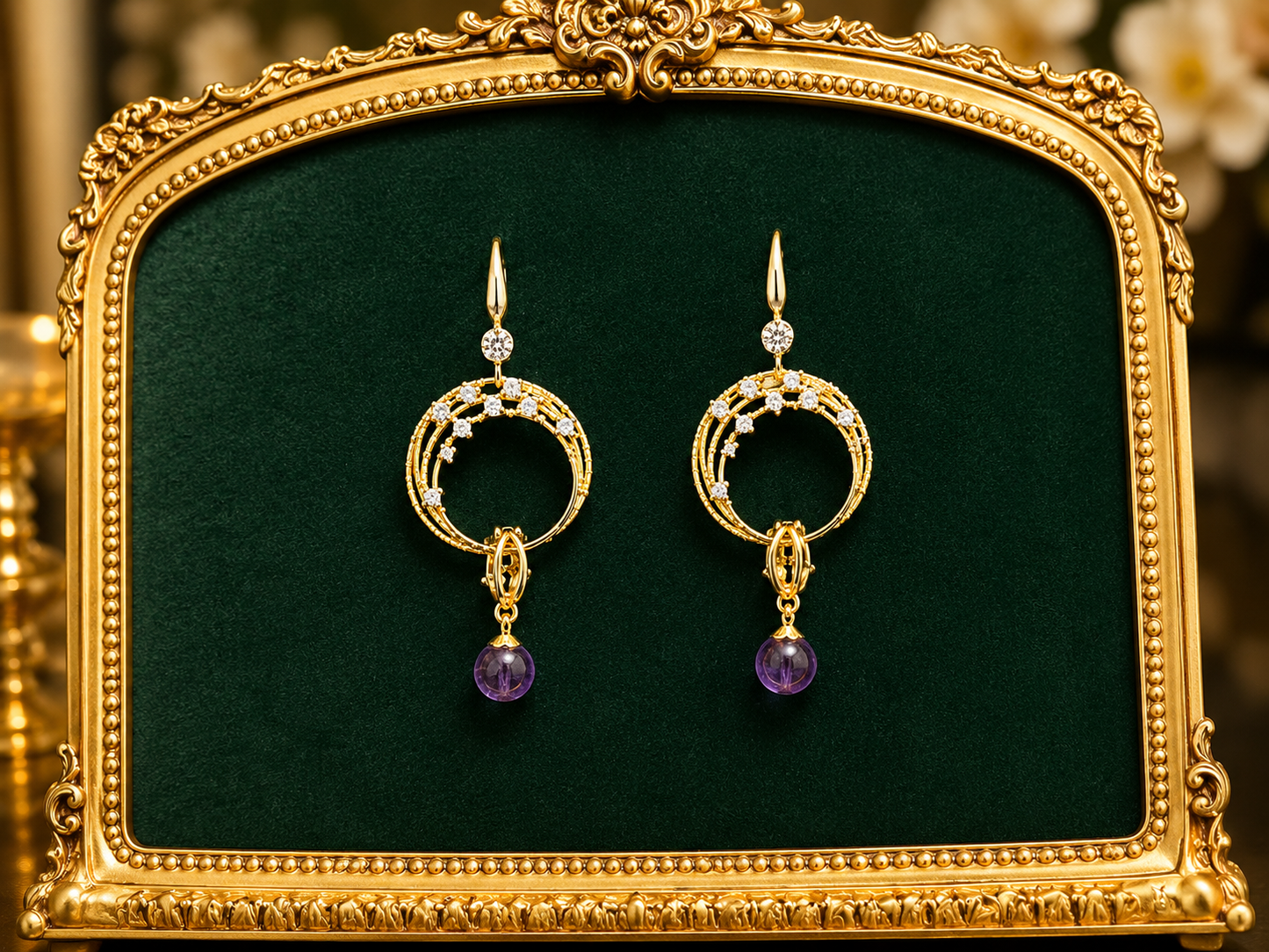 Moonlit Amethyst Drop Earrings