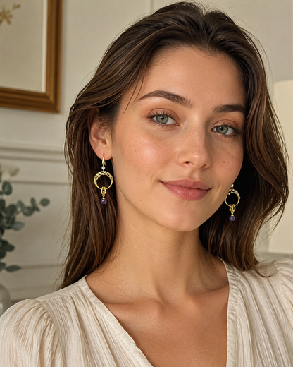 Moonlit Amethyst Drop Earrings