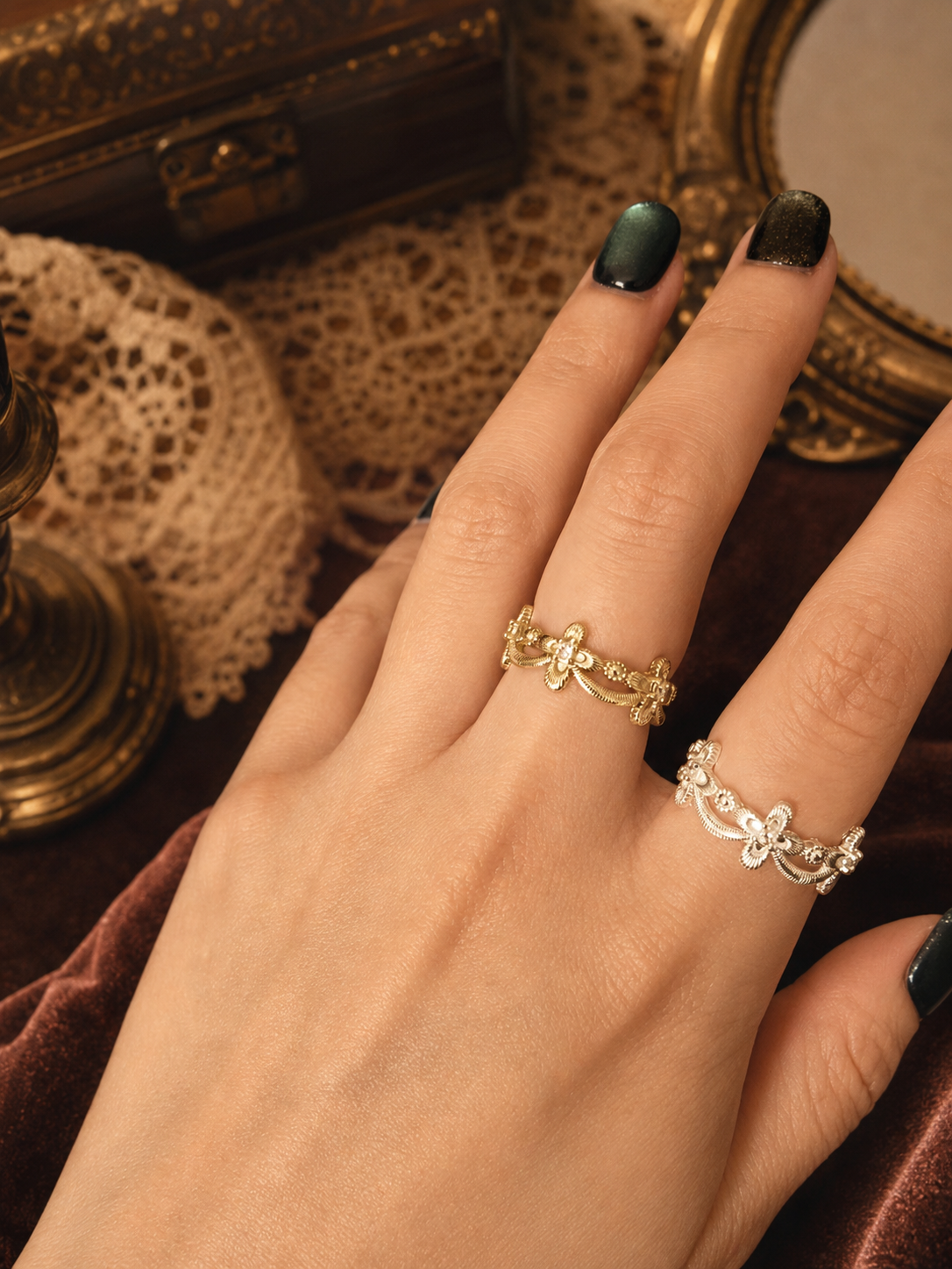 Vintage Cross Detail Adjustable Ring