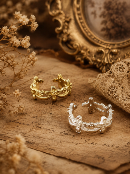 Vintage Cross Detail Adjustable Ring