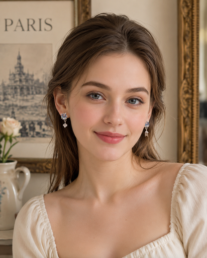 Aquamarine Cat Stud Earrings