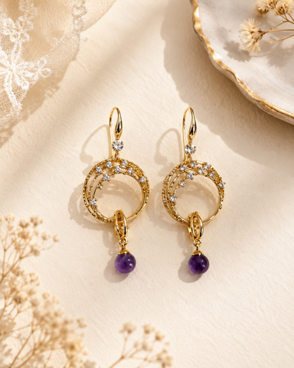 Moonlit Amethyst Drop Earrings