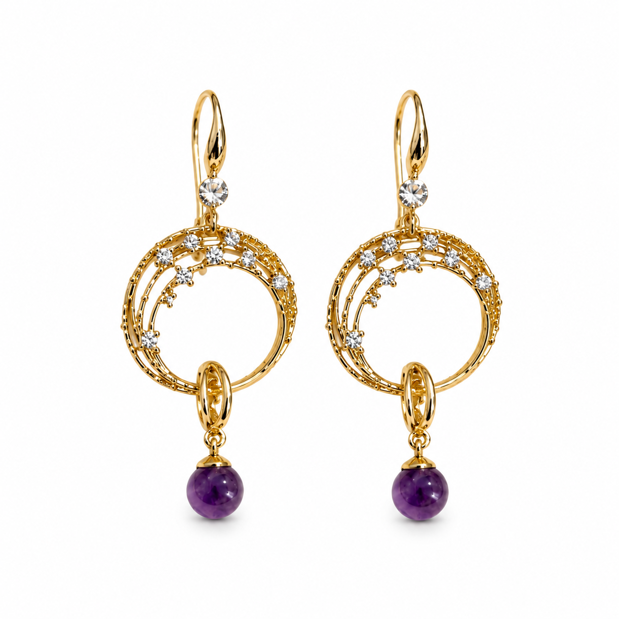Moonlit Amethyst Drop Earrings