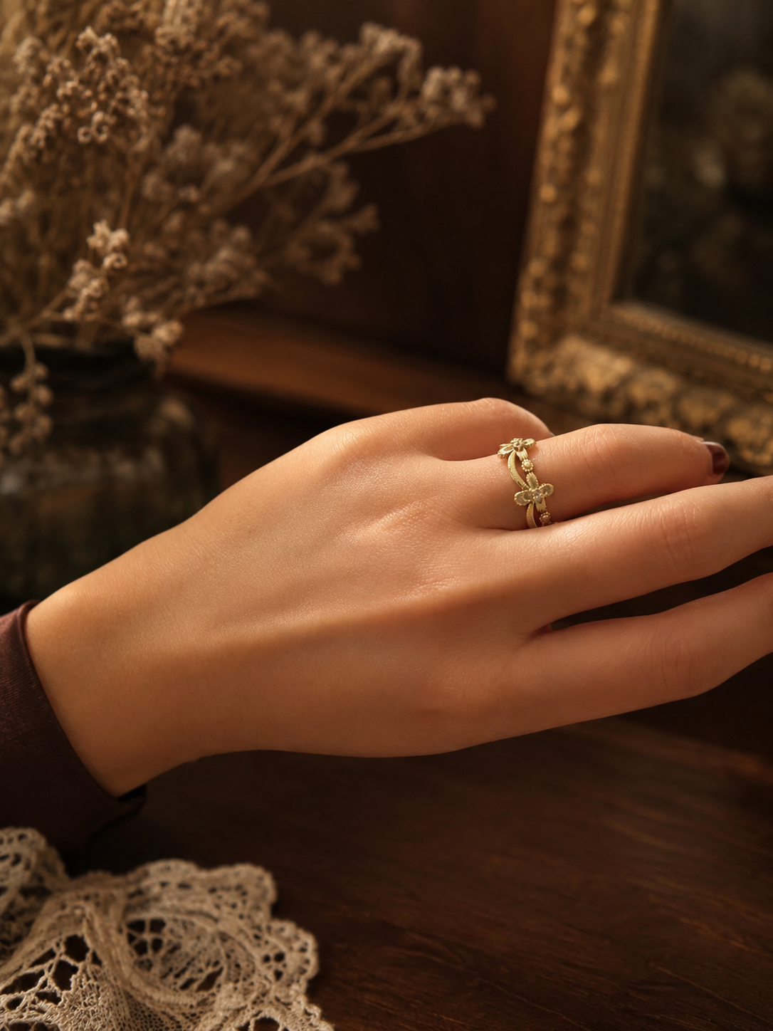 Vintage Cross Detail Adjustable Ring