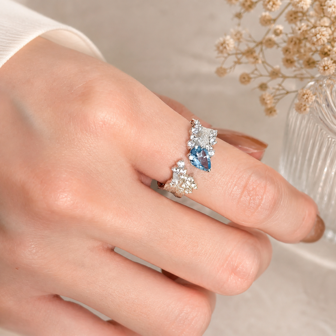 Blue Crystal Open Ring